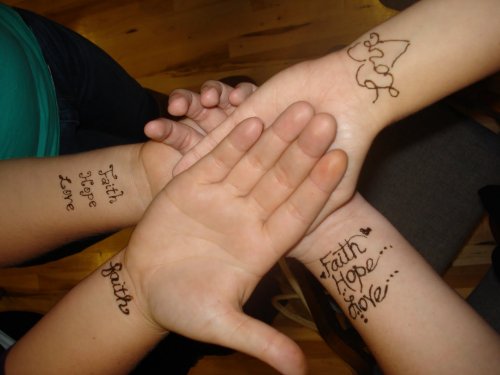 Hope Love And Faith Tattoos On Wrists