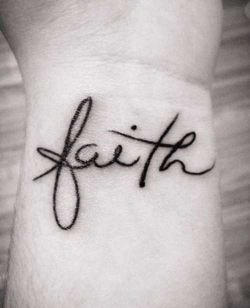 Faith Text Tattoo On Wrist