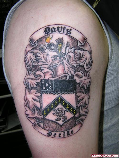 Right Bicep English Family Crest Tattoo