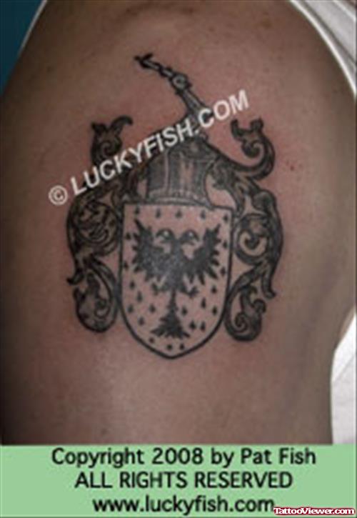 Mccurdy Scottish Family Crest Tattoo On Shoulder