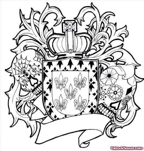 Banuelos Family Crest Tattoo Design