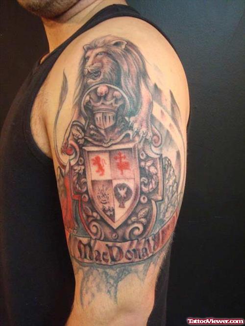 Griffin Family Crest Tattoo On Half Sleeve