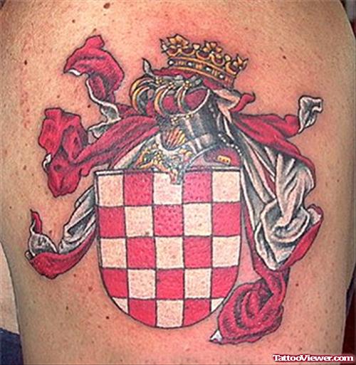 Family Crest With Crown Tattoo