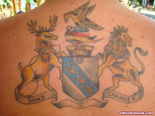 Upperback English Family Crest Tattoo