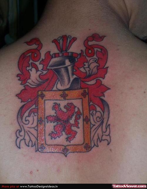 Upper Back Family Crest Tattoo