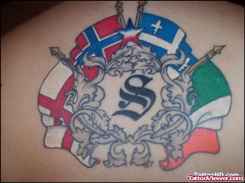 Colored Irish Family Crest Tattoo