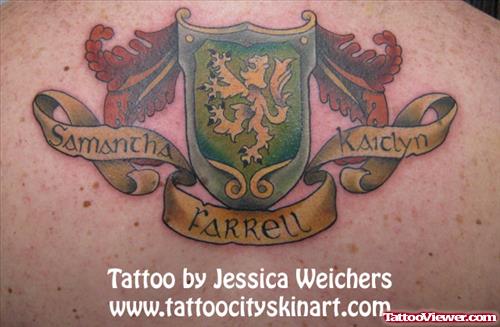 Colored Ink Family Crest Tattoo