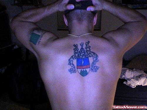 Amazing Man Back Body Family Crest Tattoo