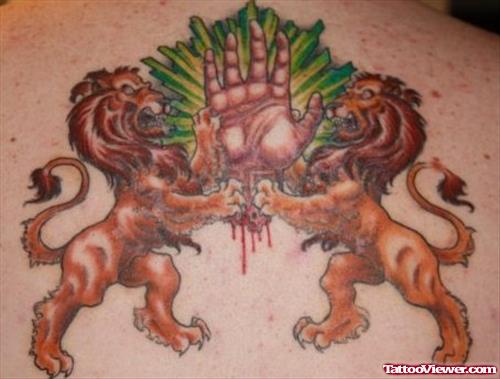 Griffin Family Crest Tattoo On Back