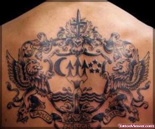 Family Crest Tattoo For Upperback