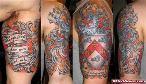 Banners Family Crest Tattoo