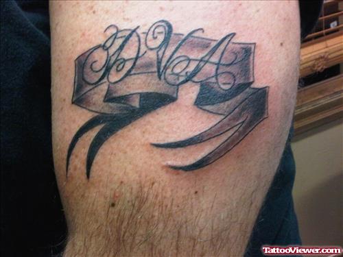 Family Banner Tattoo On Muscles