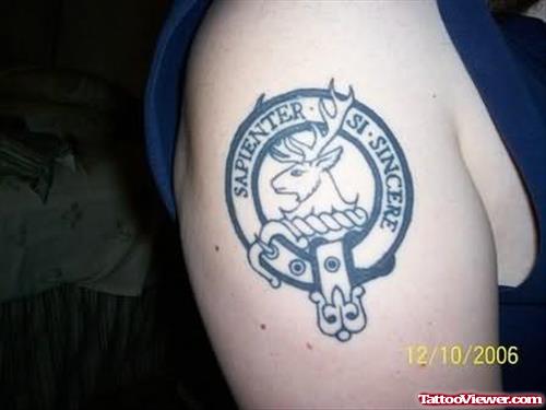Family Crest Tattoo Logo On Shoulder