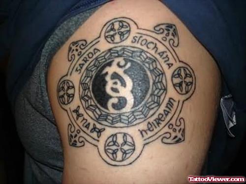 Family Crest Tattoo On Biceps