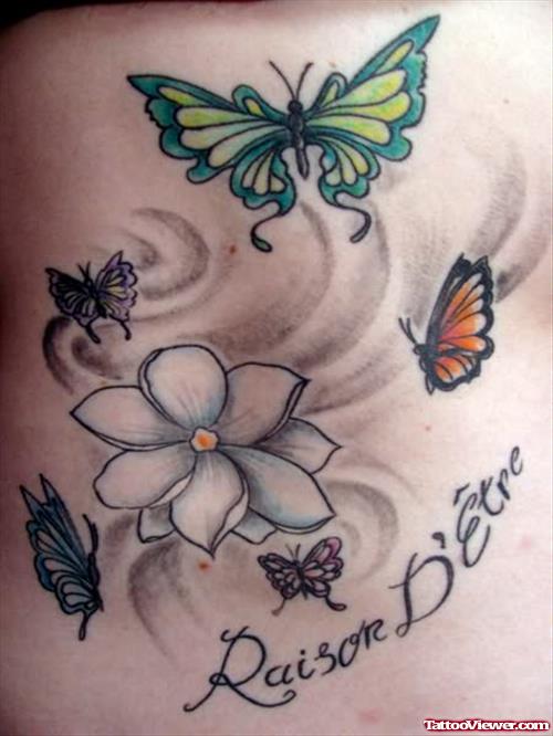 Butterfly And Flowers Tattoo