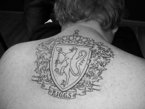 Awesome Family Crest Tattoo On Back