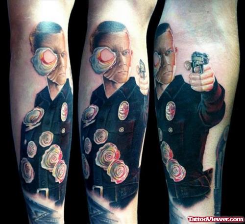 Terminator Fantasy Tattoo On Left Sleeve