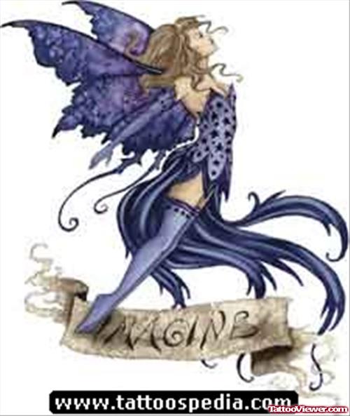 Purple Ink Fairy Fantasy Tattoo Design