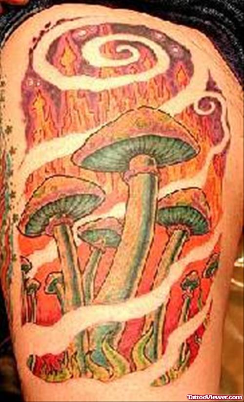 Colored Mushroom Fantasy Tattoo
