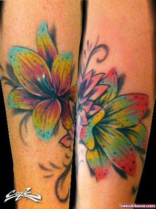 Abstarct Color Flowers Fantasy Tattoo
