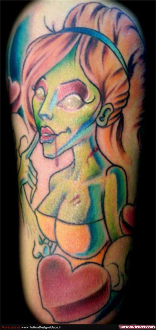 Zombie Girl Fantasy Tattoo
