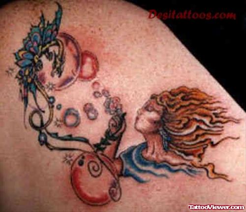 Attractive Colored Fantasy Tattoo