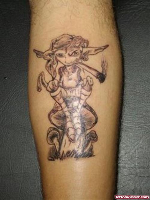Smoking Fairy Fantasy Tattoo On Arm