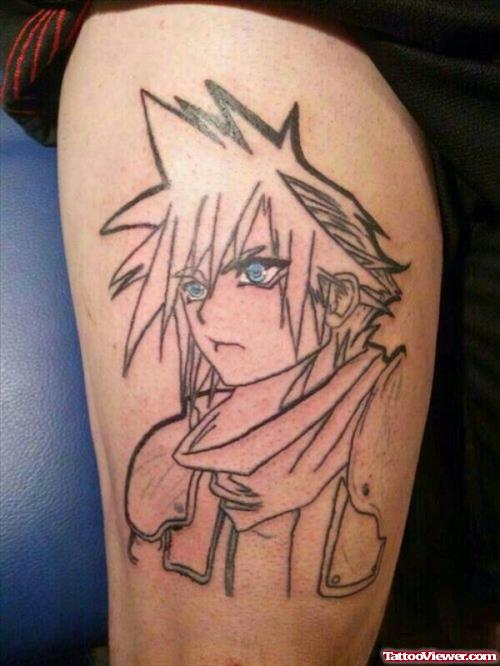Outline Anime Head Fantasy Tattoo