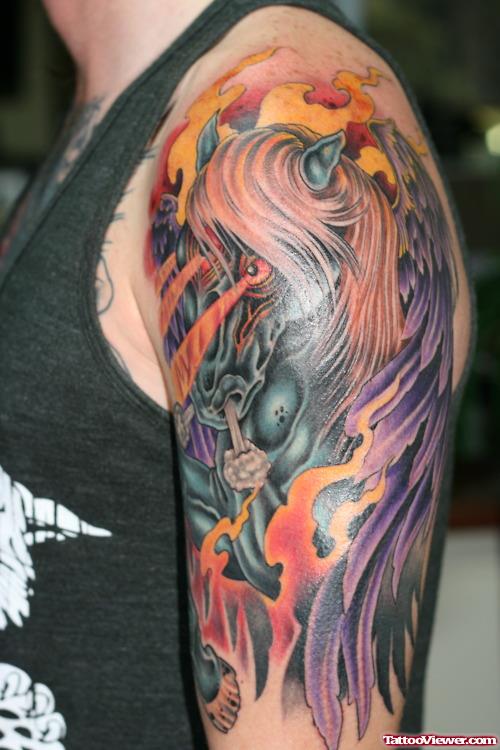Amazing Fantasy Tattoo On Left Half Sleeve