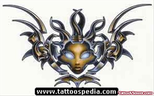 Grey Ink Tribal Fantasy Tattoos Designs
