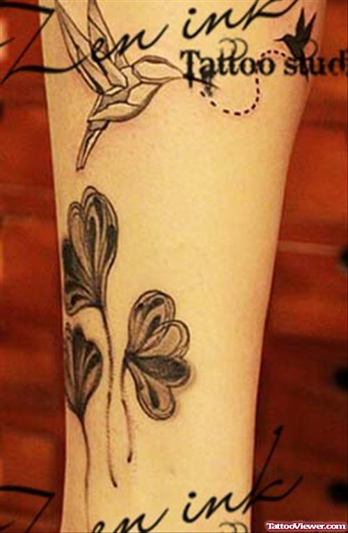 Humming Bird And Flower Fantasy Tattoo