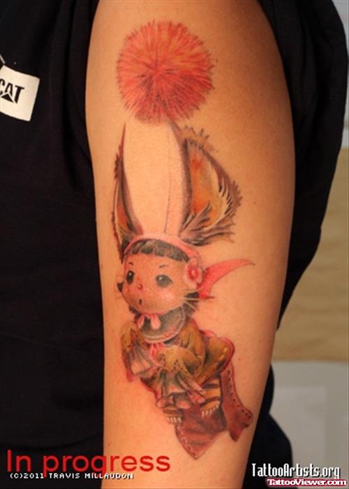 Colored Fantasy Tattoo On Left Half Sleeve