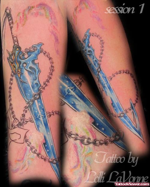 Blue Ink Fantasy Tattoo