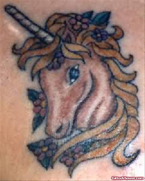 Brown Horse Face Fantasy Tattoo