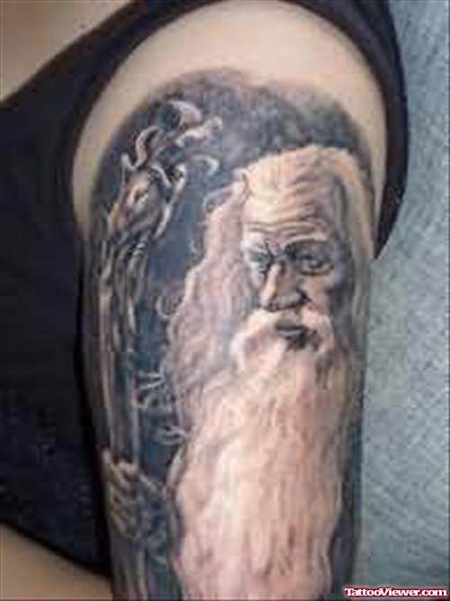 Old Man With Beard Fantasy Tattoo