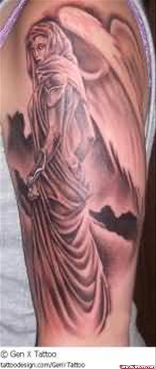 Big Angel Tattoo On Arm