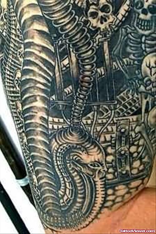 Scary Fantasy Tattoo On Muscles
