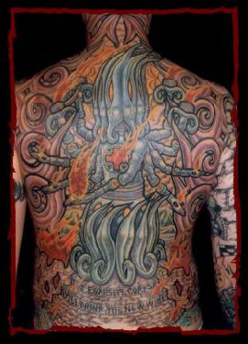 New Colored Fantasy Tattoo On Back Body