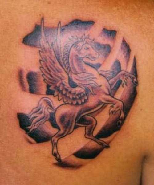 Brown Angel Horse Fantasy Tattoo