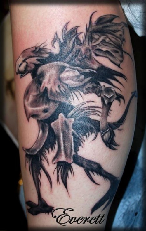 Grey Ink Gobin Fantasy Tattoo