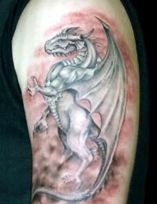 Silver Dragon Fantasy Tattoo