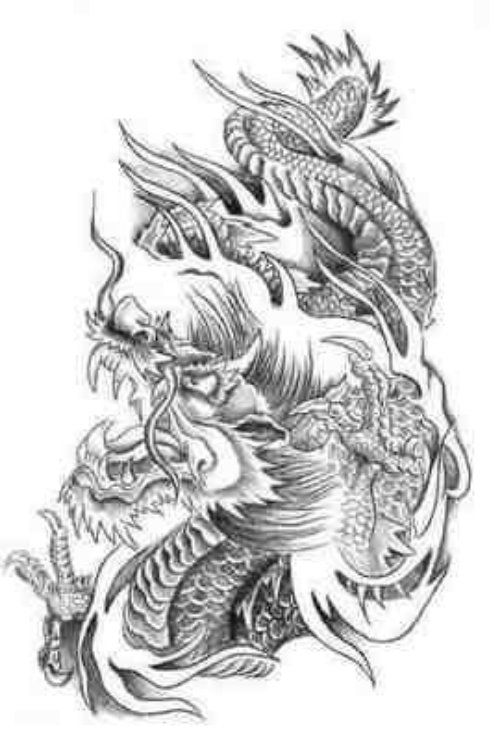 Grey Ink Dragon Fantasy Tattoo Design