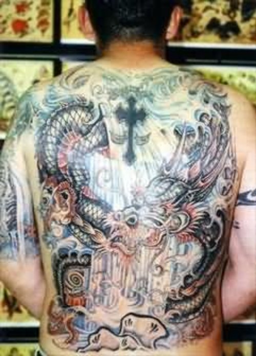Awesome Fantasy Tattoo On Full Back