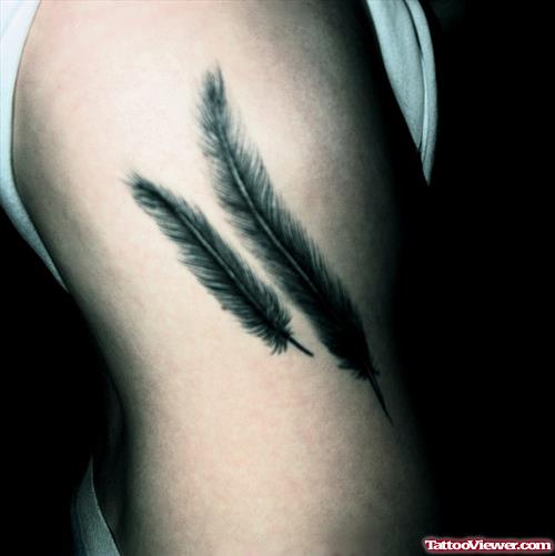 Rib Side Feathers Tattoos On Side Rib