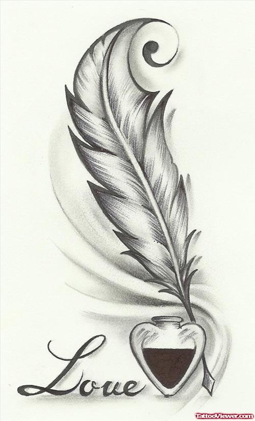 Love Feather Tattoo Design