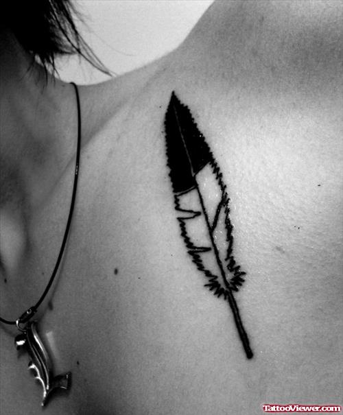 Beautiful Black And Grey Feather Tattoo