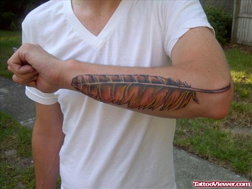 Great Left Arm Feather Tattoo