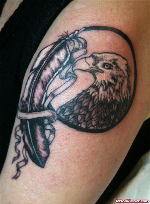 Feather and Eagle Head Tattoo