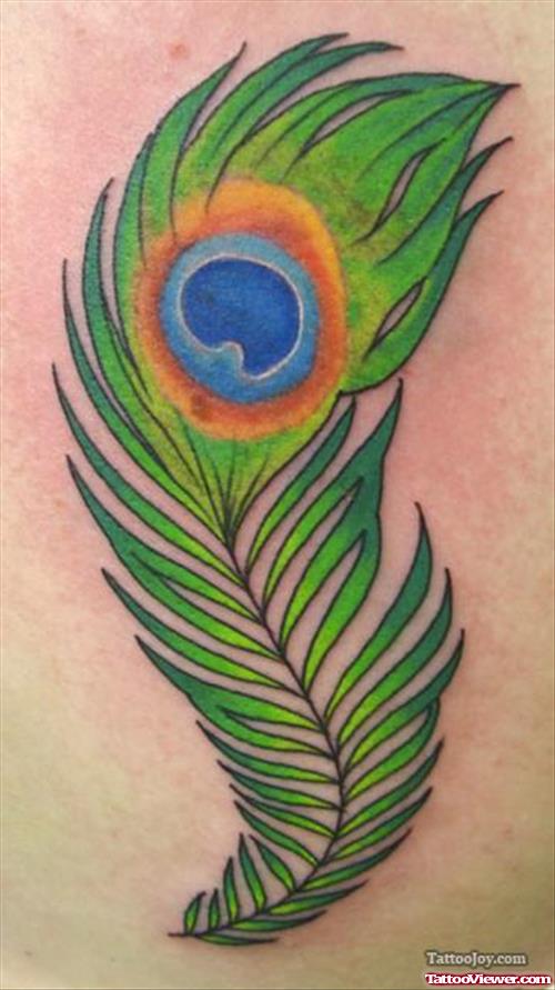 Crazy Green Peacock Feather Tattoo