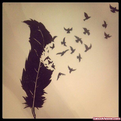 Best Birds Flying And Feather Tattoo Design